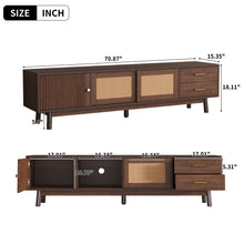 Load image into Gallery viewer, TV Stand For 80" TVs With Sliding Doors And Drawers, Accent Storage Unit - Dark Brown
