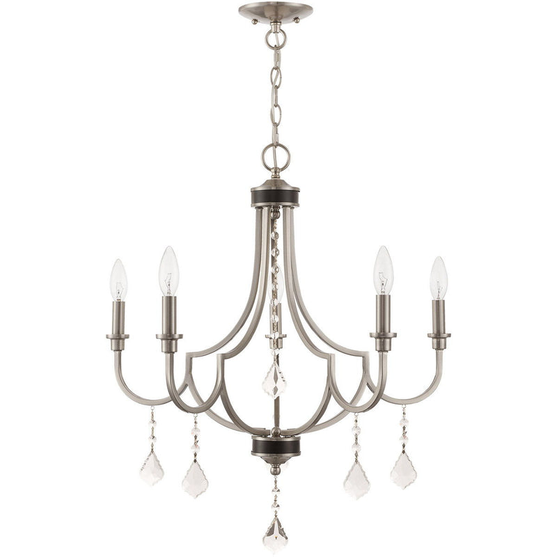 27'' Five-Light Dimmable Chandelier With Shades - Nickel