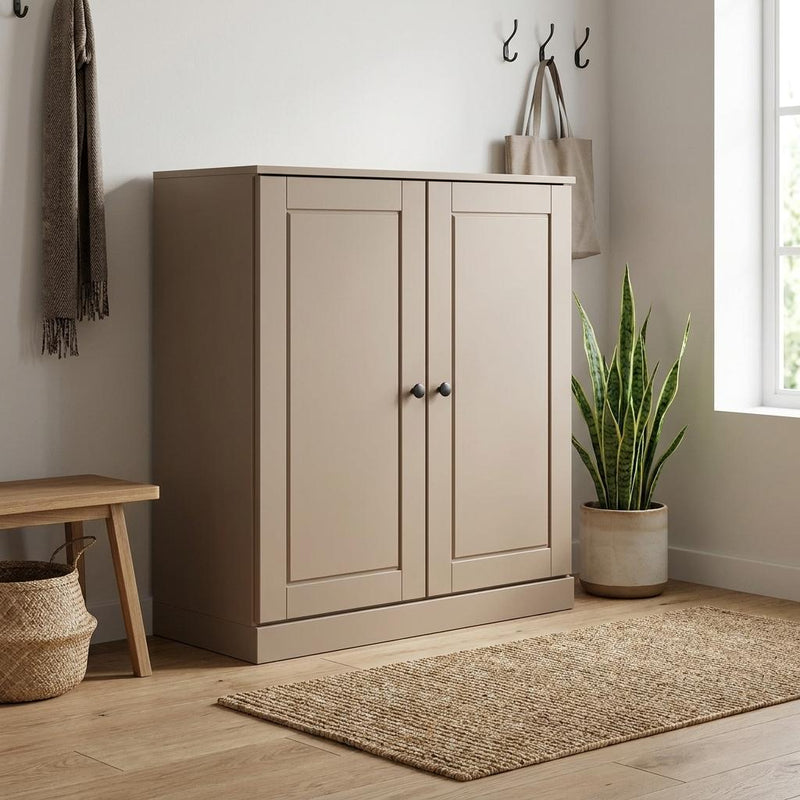 Twenty Pair Solid Woodshoe Storage Cabinet (752367) - Beige