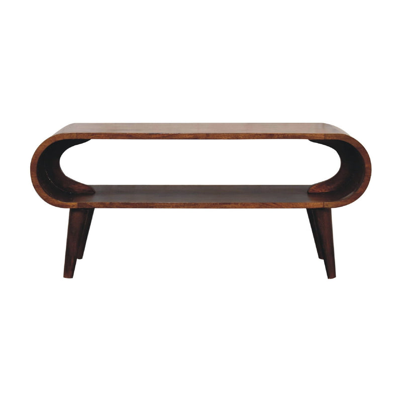 35" Solid Wood Coffee Table With Shelf - Chestnut