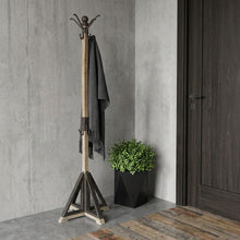 Load image into Gallery viewer, Solid Wood Steel Twelve Hook Freestanding Coat Rack - Black / Brown
