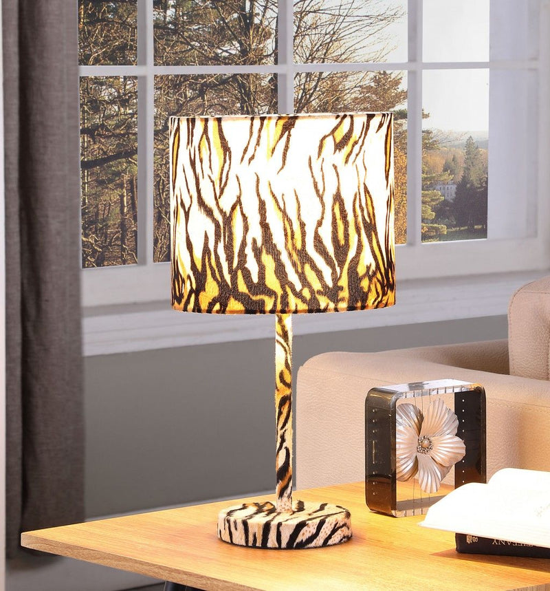 19" Bedside Table Lamp With Brown And Black Drum Shade - Brown And Black