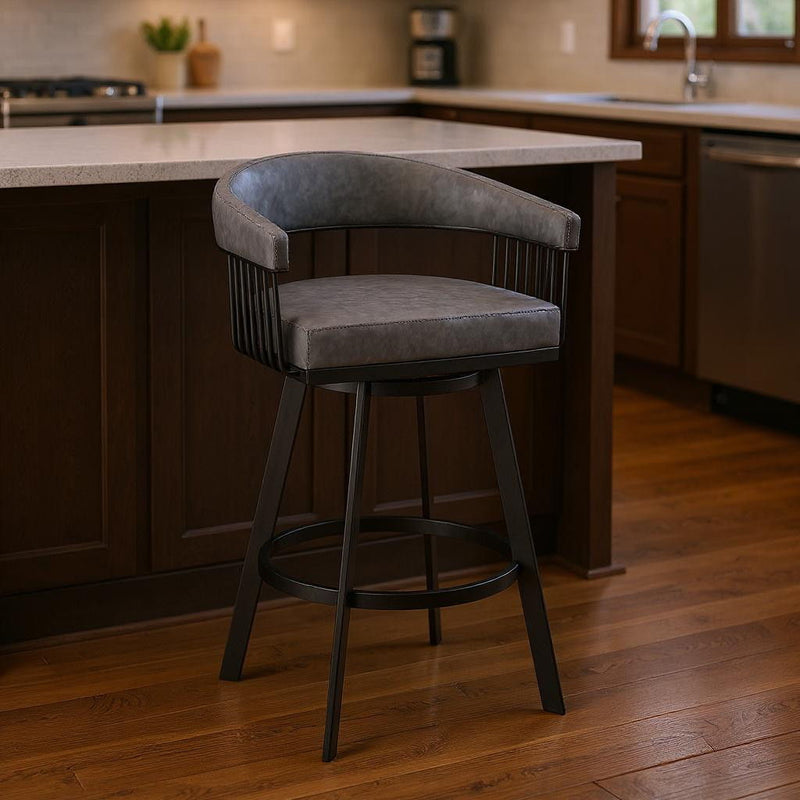 Swivel Low Back, Counter Height Bar Chair - Gray / Black