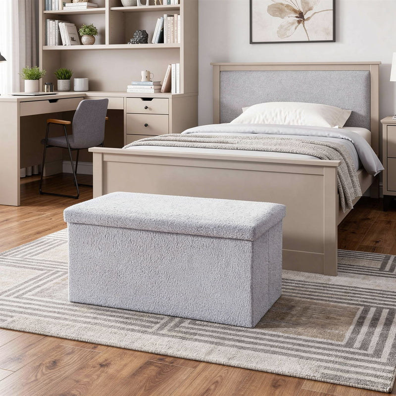 30" Boucle Storage Ottoman - Gray