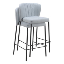 Load image into Gallery viewer, Faux Leather And Steel Counter Height Bar Chairs (Set of 2) - Gray And Black
