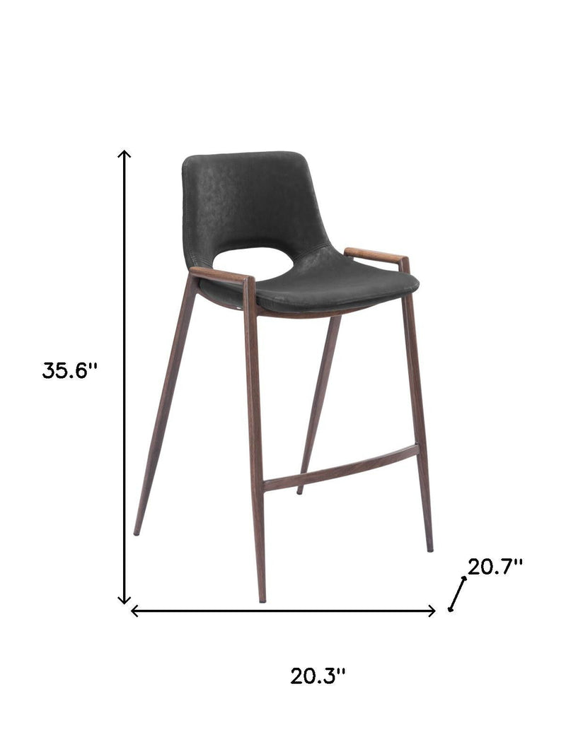 Steel Low Back Counter Height Bar Chairs (Set of 2) - Black And Brown