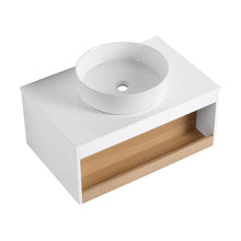 Load image into Gallery viewer, Floating Bathroom Vanity With Glossy Round Vessel Sink
