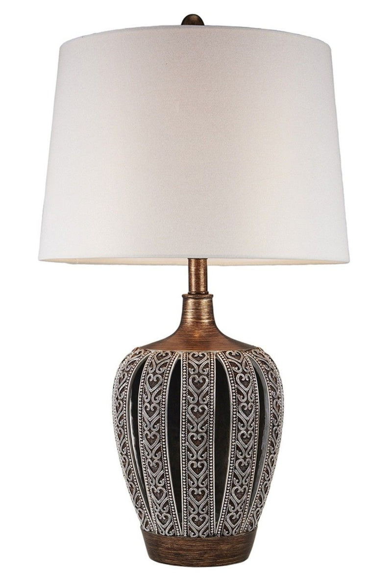 Primo Tall Table Lamp With White Lamp Shade - Brown
