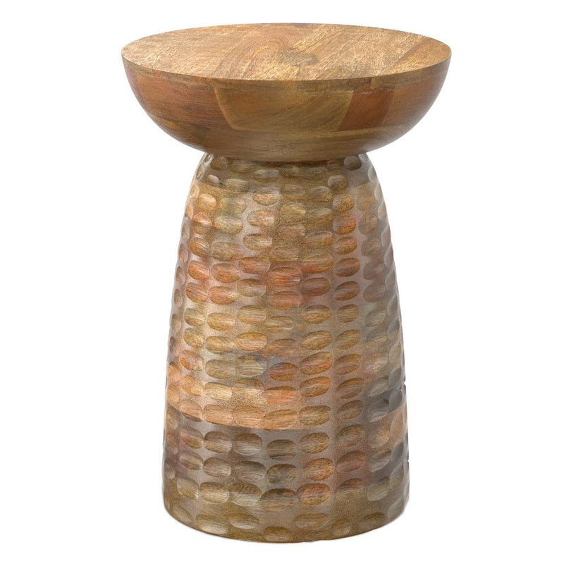 Round End Table Solid Wood - Natural