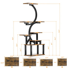 Load image into Gallery viewer, 8 Tier Indoor Plant Stand With 5 Grow Lights For Living Room - Rustic Brown
