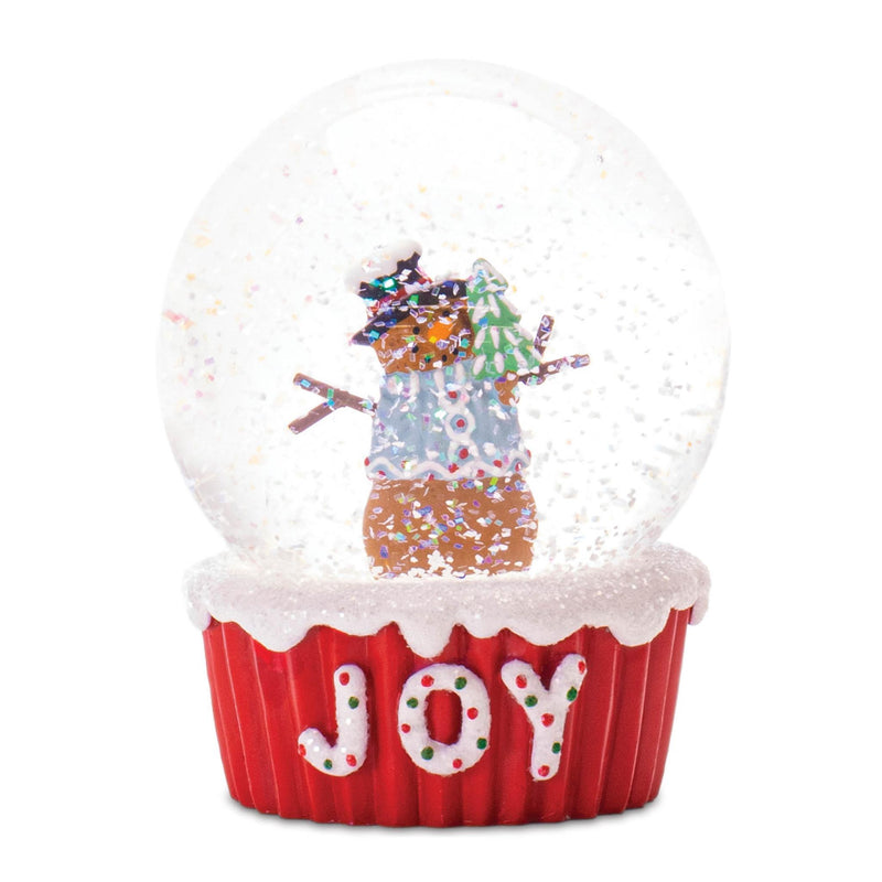 Resin Christmas Snowman Water Globe (Set of 2) - Green Red And White
