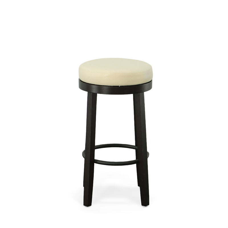 Faux Leather And Solid Wood Swivel Backless Bar Height Bar Chairs (Set of 2) - Cream And Espresso