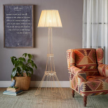 Load image into Gallery viewer, LED Light Changing Eiffel Tower Floor Lamp With Ivory Shade - Brass
