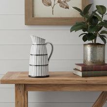 Load image into Gallery viewer, Cylinder Jug Vase With Sculptural Details - Black / White
