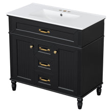Load image into Gallery viewer, Bathroom Vanity With Sink, Flip-Out Top Drawer, Soft Close Doors, 2 Storage Drawers

