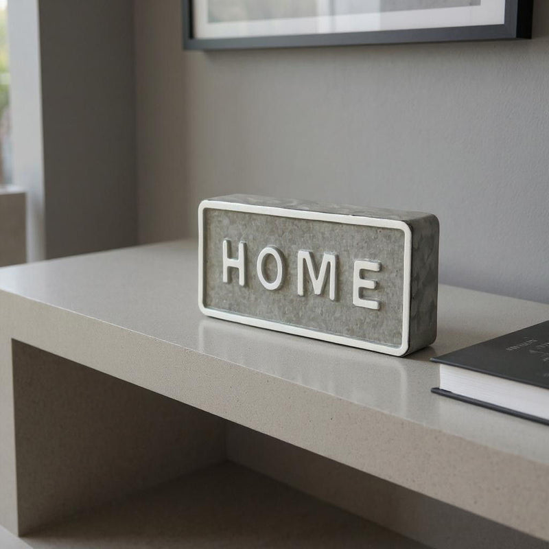 Home Hand Painted Tabletop Sign - Gray / White