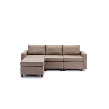 Load image into Gallery viewer, 3 Seat Module Sectional Sofa Couch With 1 Ottoman for living room,Seat Cushion and Back Cushion Non-Removable and Non-Washable,Brown
