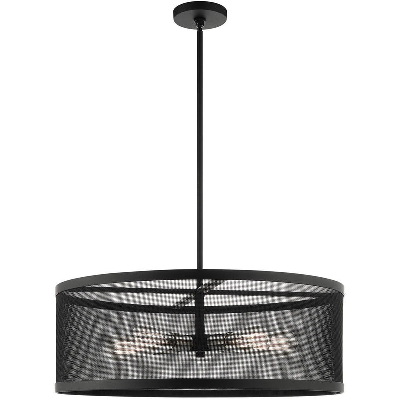 18'' Five Light Dimmable Chandelier With Shades - Black