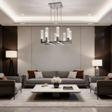 Load image into Gallery viewer, Candle Style Eight Light Metal Dimmable Chandelier With Shades - Silver
