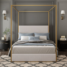Load image into Gallery viewer, Luxury Canopy Bed With Plush Corduroy Upholstered Headboard
