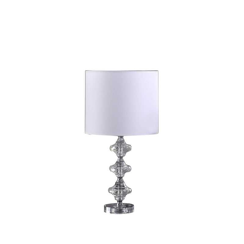 Crystal Geometric Table Lamp With White Classic Drum Shade - Silver