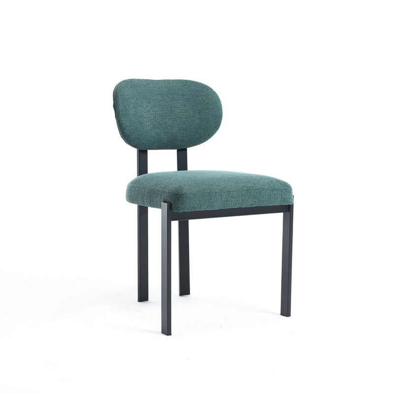 Chenille Metal Partially Open Back Dining Room Side Chairs (Set of 2) - Black