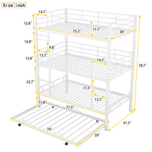 Load image into Gallery viewer, Triple Bunk Bed With Trundle, Heavy Duty Steel Construction
