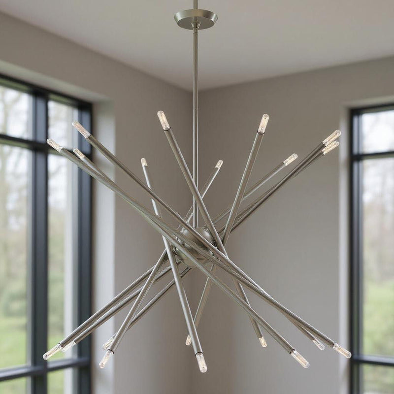 37" Multi Light Dimmable Chandelier With Shades - Nickel