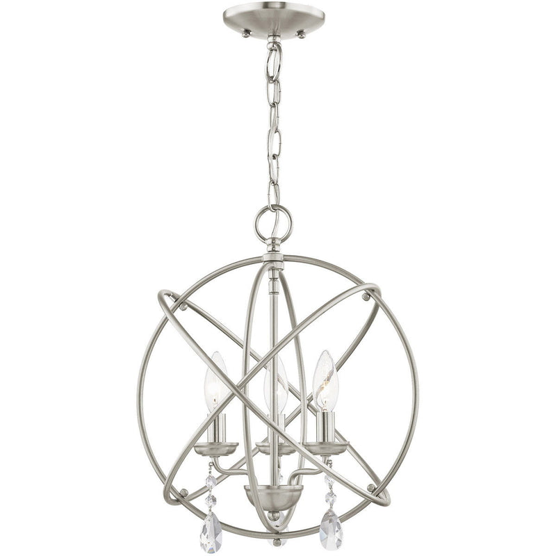 17" Three-Light Dimmable Chandelier With Shades - Nickel