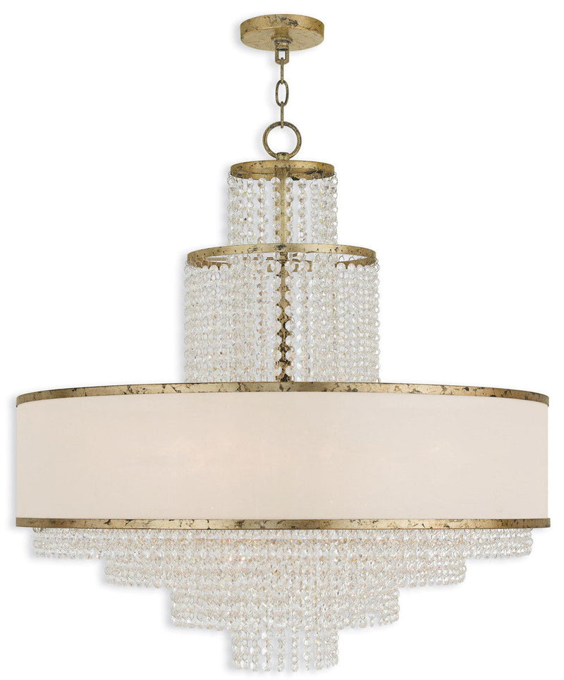 Eight Light Dimmable Chandelier With Shades - Gold