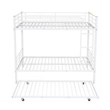 Load image into Gallery viewer, Full Over Full Metal Bunk Bed with Trundle, White
