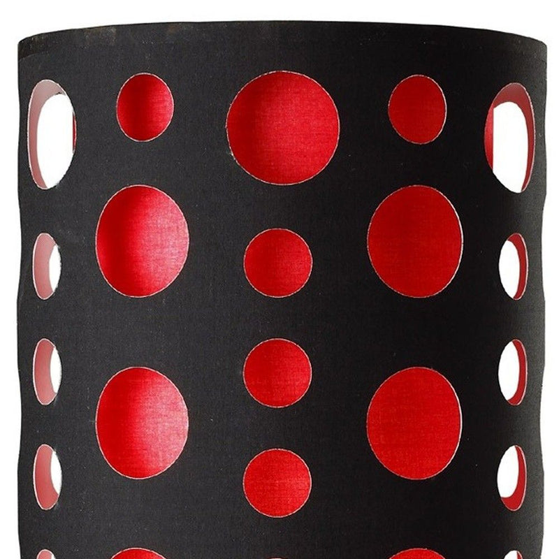 Mod Table Lamp With Black And Red Drum Shade - Steel