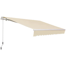 Load image into Gallery viewer, Outsunny - 12' x 8' Retractable Awning Patio Awnings Sun Shade Shelter With Manual Crank Handle, 280G / M² Uv &amp; Water-Resistant Fabric And Aluminum Frame For Deck, Balcony, Yard - Cream White
