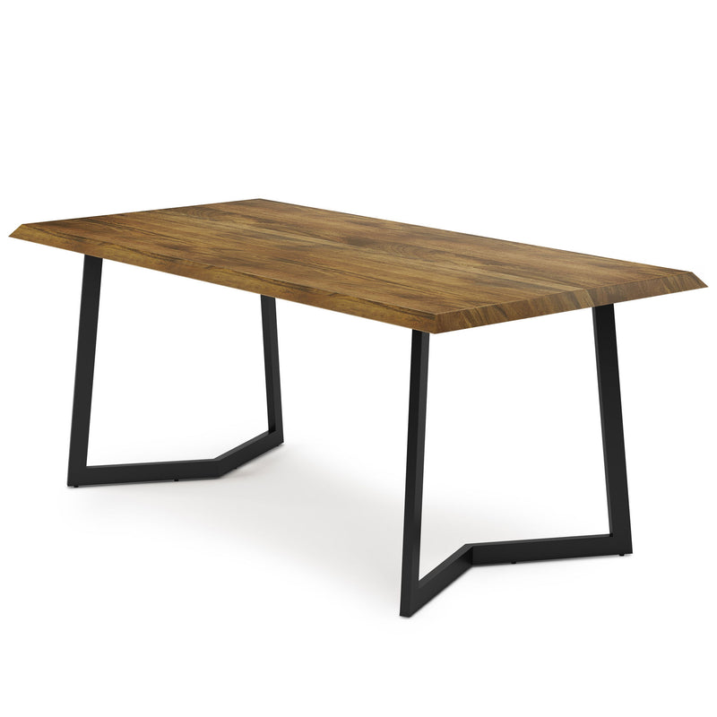Solid Wood Iron Frame Base Dining Table - Natural / Charcoal