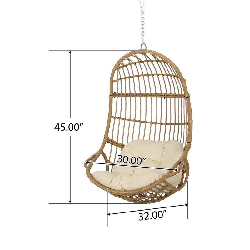 Rustic Hanging Basket Chair With Cushion