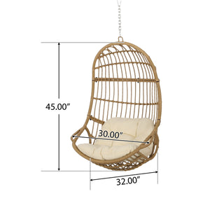 Rustic Hanging Basket Chair With Cushion