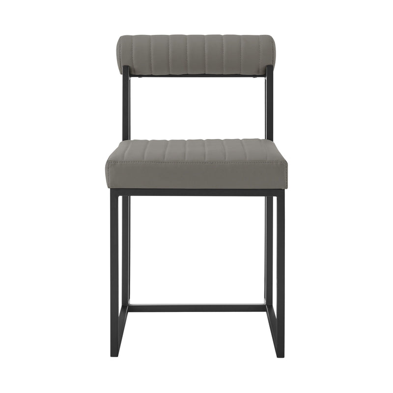 Upholstered Faux Leather Open Back Dining Side Chairs (Set of 2) - Gray