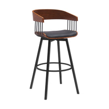 Load image into Gallery viewer, Faux Leather And Metal Swivel Bar Height Bar Chair - Black
