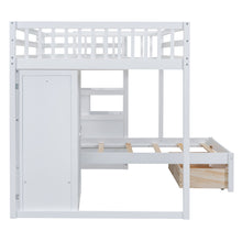 Load image into Gallery viewer, Full Over Twin Bunk Bed with Wardrobe, Drawers, White
