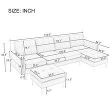Load image into Gallery viewer, Modern L - Shape Convertible Sectional Sofa With Movable Ottoman

