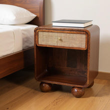 Load image into Gallery viewer, 21" Solid Wood Cane Rat One Drawer Nightstand - Chestnut
