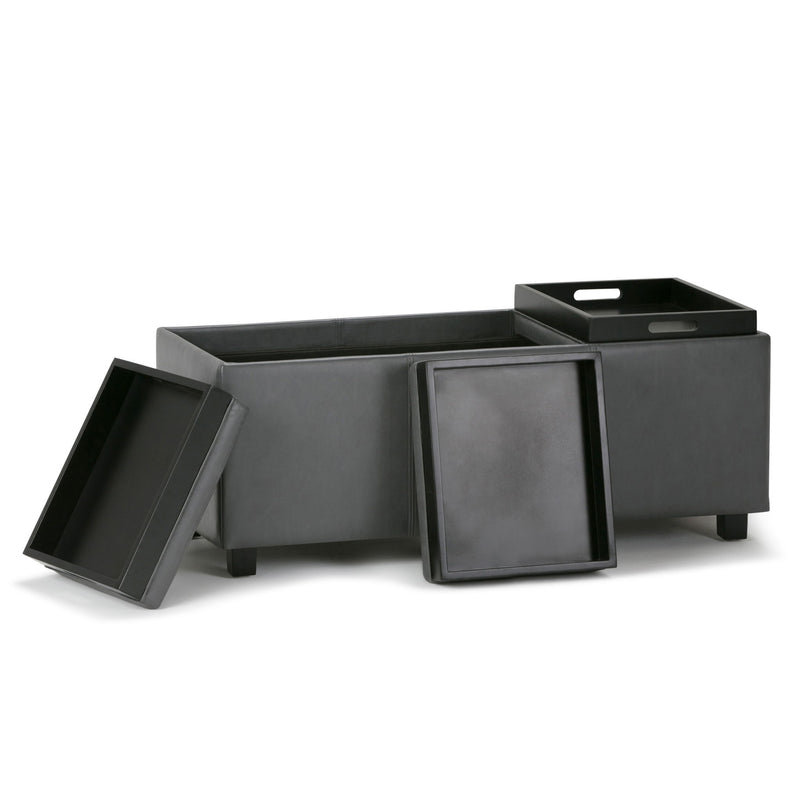 42" Upholstery Storage Ottoman - Dark Brown / Gray