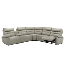 Load image into Gallery viewer, Jayke - Power Motion Sectional Sofa - Light Gray Top Grain Leather Match
