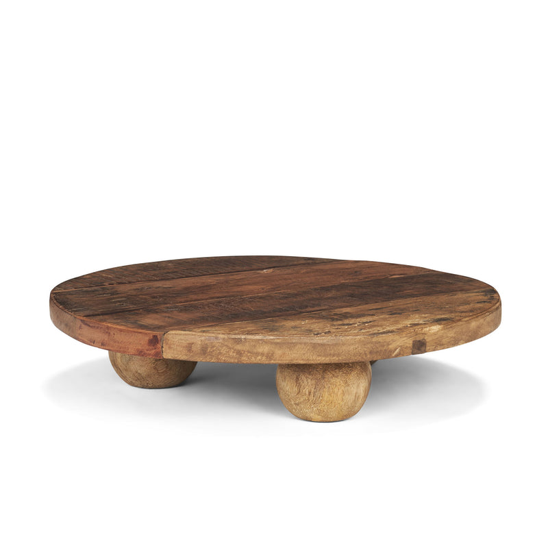 Reclaimed Wood Hand Finished Round Riser Tray (731284) - Brown