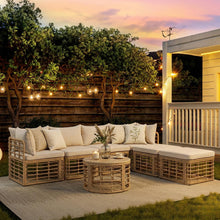 Load image into Gallery viewer, Outdoor Patio Furniture, All-Weather Rattan Sectional Sofa Set With Thick Cushions And Pillows, Freely Combined Conversation Sets For Garden, Backyard, Balcony
