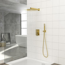 Load image into Gallery viewer, Dual Shower Head System With 12" Square Rain Shower And Rough In Valve
