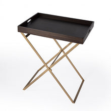 Load image into Gallery viewer, Solid Wood Rectangular End Table - Gold And Walnut
