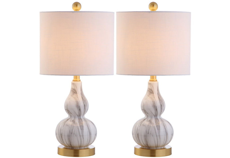 Gourd Desk Lamps LED With Drum Shades (Set of 2) - Black