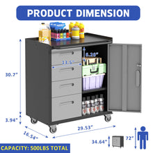 Load image into Gallery viewer, Sturdy Metal Tool Storage Cabinet With Wheels Durable Garage, Office &amp; Home Organizer Steel
