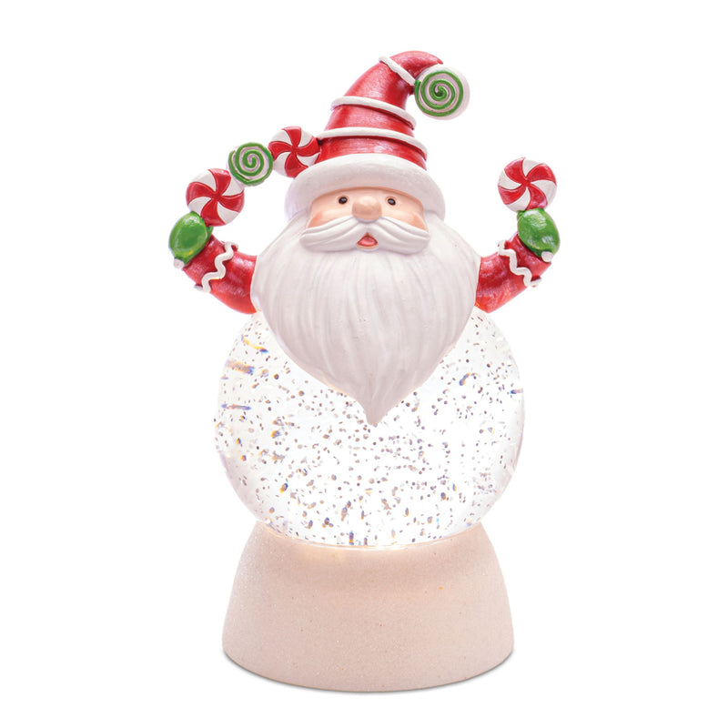 Plastic Christmas Santa Tabletop Sculpture With LED (Set of 2) - White / Green / Red